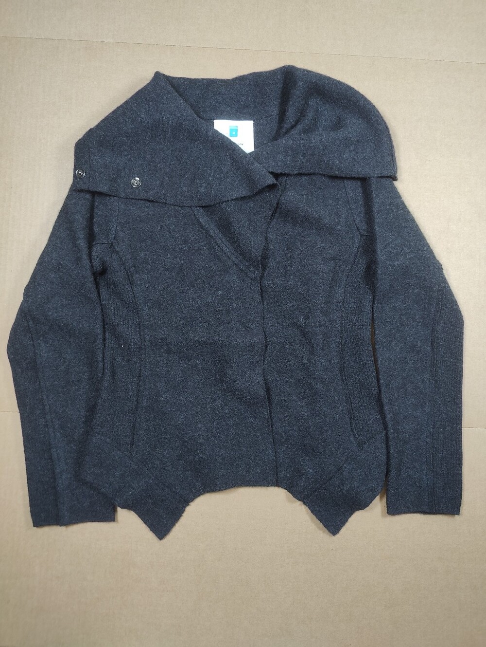 Sparrow Anthropologie Women's 100% Wool Charcoal Drape Moto Cardigan Size M